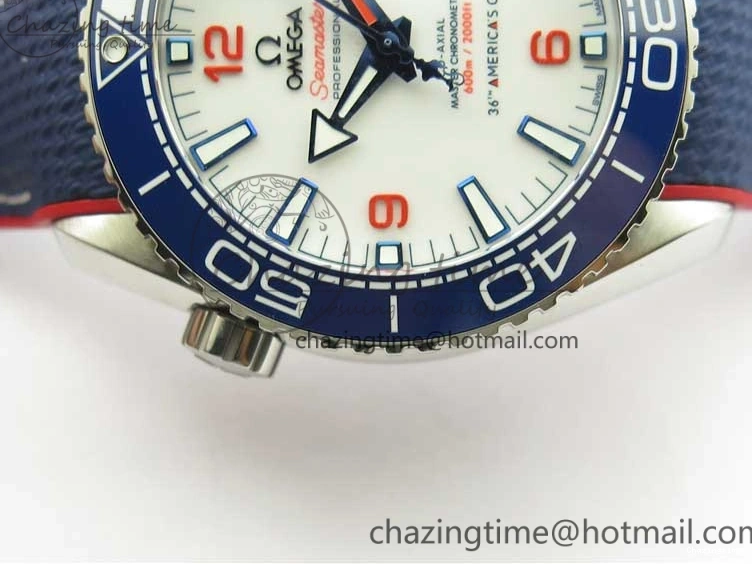 0504 Comfortable Planet Ocean 43.5mm America’s Cup VSF Best Edition White Dial On Blue Gummy Strap A 7900